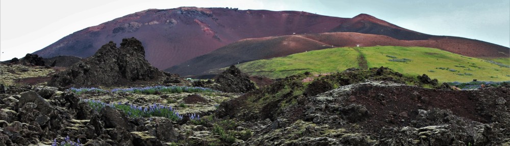 Eldfell volcano and lava fields, Heimaey, Vestmannaeyjar, Iceland